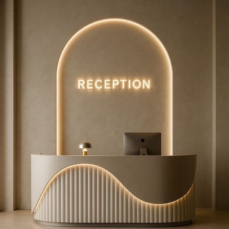 Custom reception desk built by HK Furniture